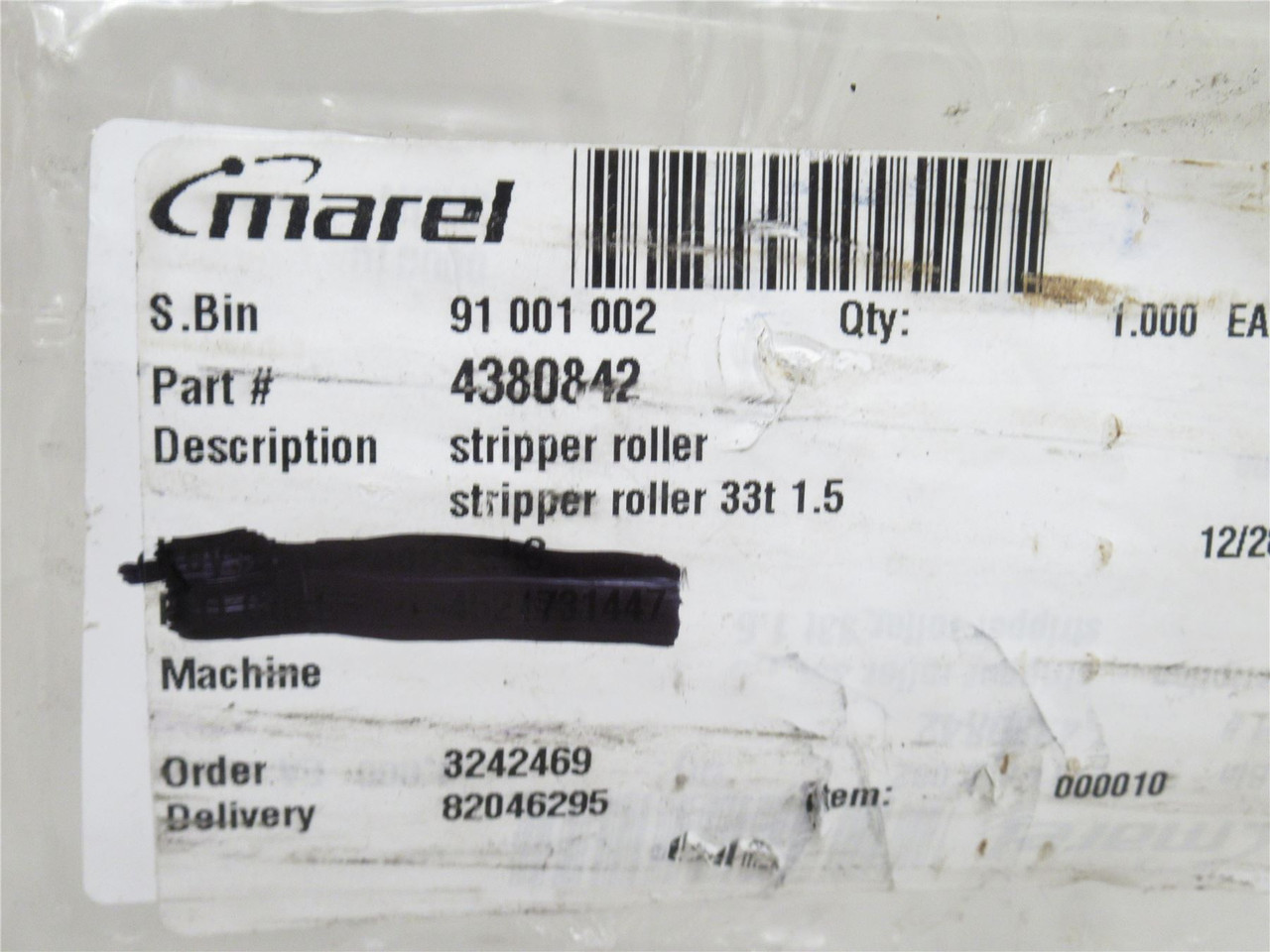 Marel 4380842; Skinner Roller; SS; 100mm Roller OD; 33 Tooth
