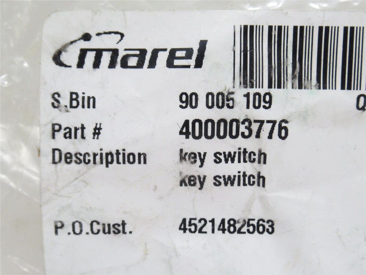 Marel 400003776; On/Off Keyed Switch