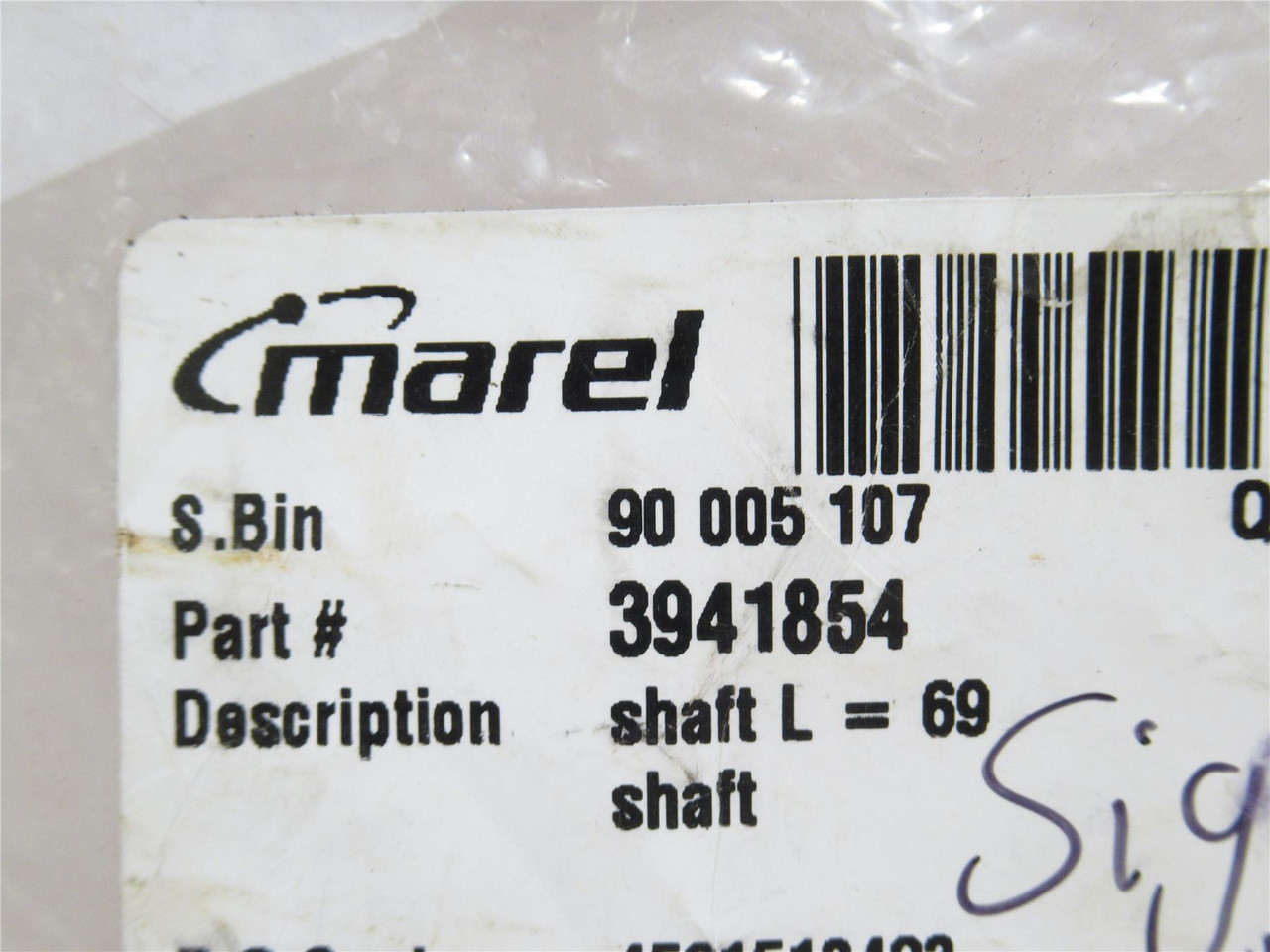 Marel 3941854; Shaft; SS; 16mmOD x 69mm Long