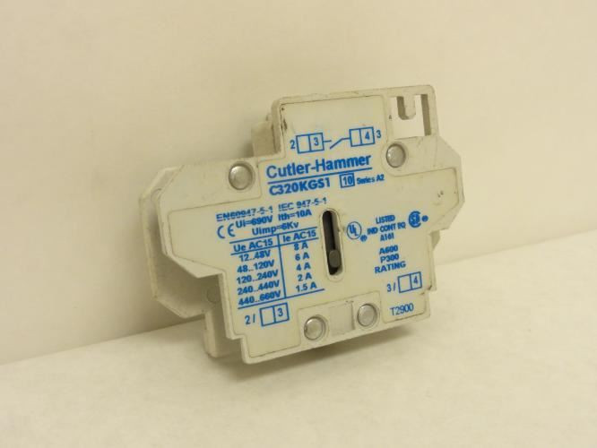 Cutler-Hammer C320KGS1; Aux Contact; 1-NO; 10A; 600VAC; SER. A2