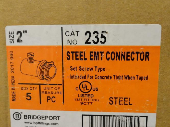 Bridgeport 235; Steel EMT Conduit; 2"; Set-Screw Connector