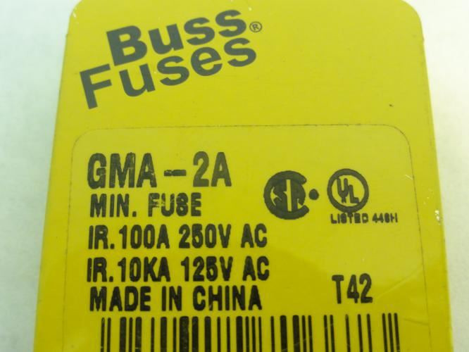 Bussmann GMA-2A; Box-4 Mini Fuses; 2A; 250V
