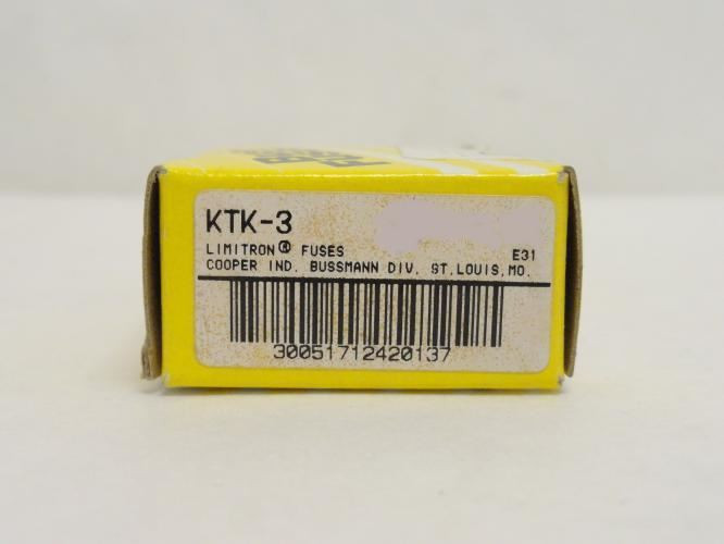 Bussmann KTK-3; Fast Acting Fuse; 3A; 600VAC