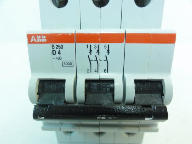 ABB S263D4; Circuit Breaker; 4A; 3P; 400VAC