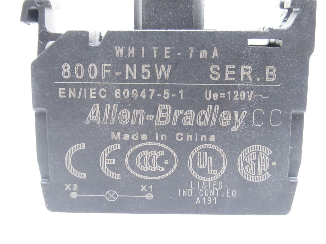 Allen-Bradley 800F-N5W; Integrated LED Module; 22mm; 120VAC