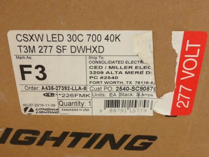 Lithonia CSXWLED30C70040KT3M277SFDWHXD; Outdoor Wallpack