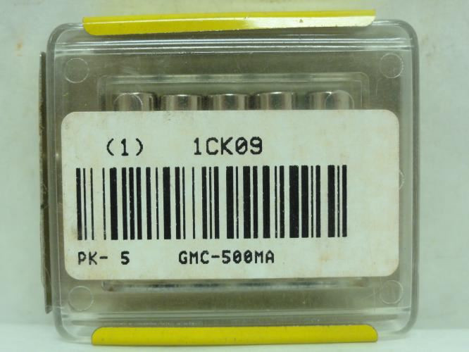 Bussmann GMC-500mA; Box-5 Time Delay Glass Fuse 500mA; 250VAC