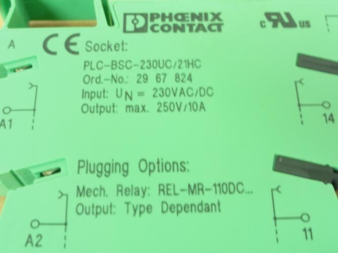 Phoenix Contact PLC-BSC-230UC/21HC; Relay Base; 250V/10A