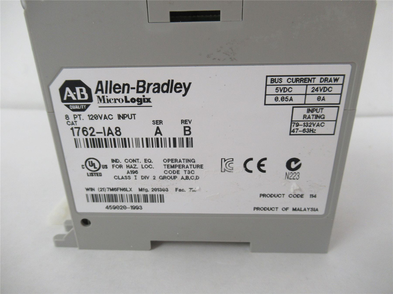 Allen-Bradley 1762-IA8; Digital Input Module 120 VAC
