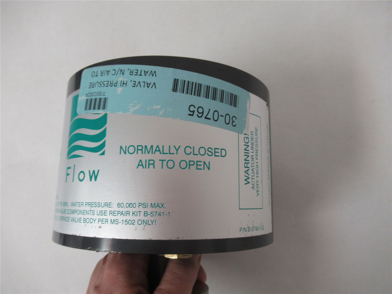 Flow G-214-A; Hi Pressure Water Valve 60;000psi Normal Closed