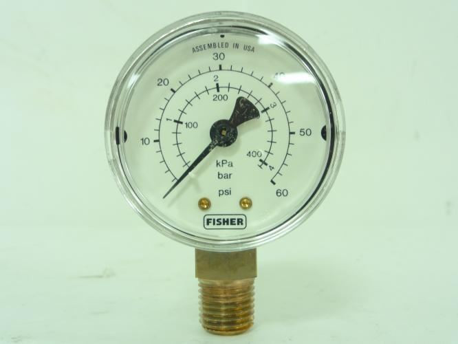 Fisher 19B3088X012; Pressure Gauge; 0-60PSI; 1/4"NPT; 2" Face