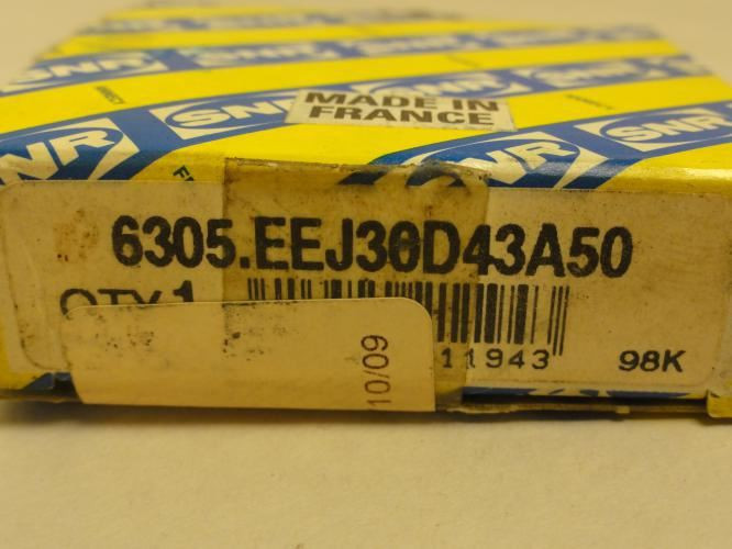 SNR 6305.EEJ30D43A50; Ball Bearing 25mm ID x 62mm OD x 17mm W