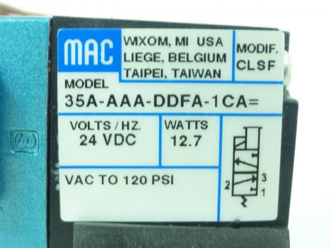 MAC 35A-AAA-DDFA-1CA; Solenoid Vavle; 24VDC; Vacuum To 120PSI