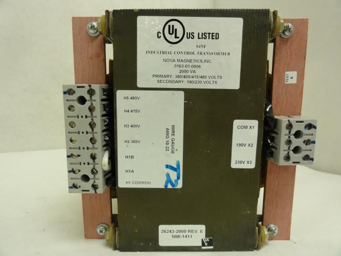 Nova 0163-01-0006; Transformer; 2000vA; 380/400/415/480V Primary