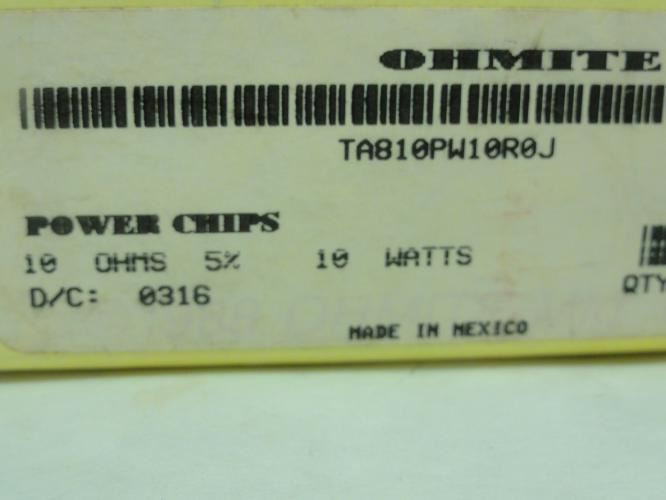 Ohmite TA810PW10R0J; Lot-2; Resistors; 10 Ohm; 10 Watt