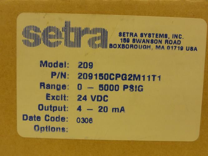 Setra 209150CPG2M11T1; Liquid Pressure Transducer 0 - 5000Psig