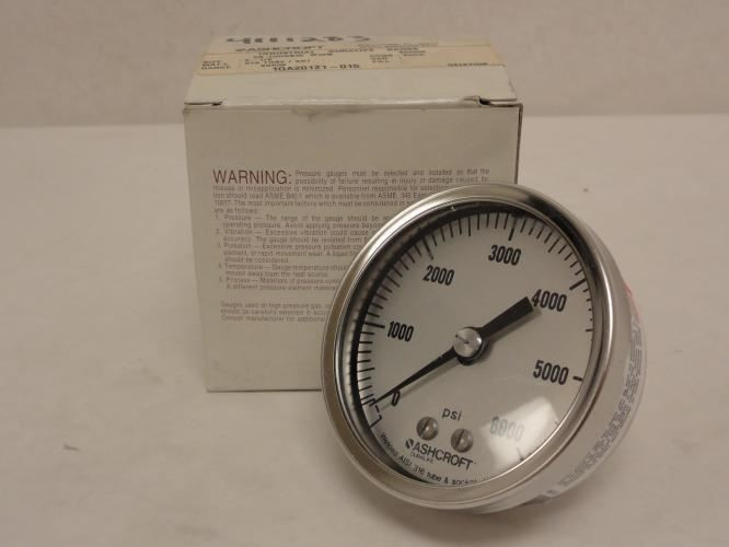 Ashcroft 25 1009SW RWB 6000; Duralife Gauge SS-316; 0-6000Psi
