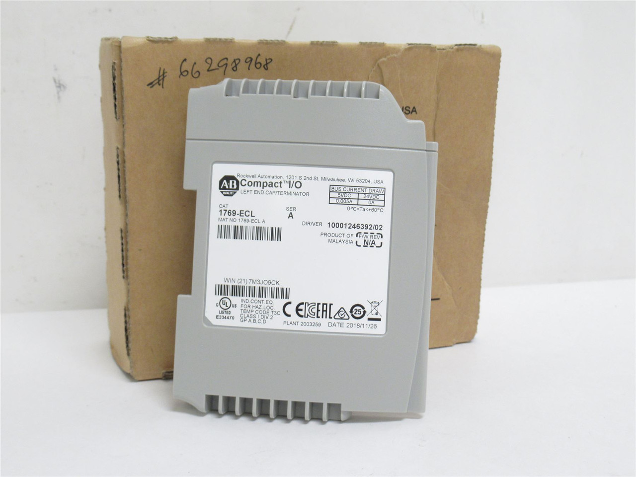Allen-Bradley 1769-ECL; Left End Cap Terminator; SER: A