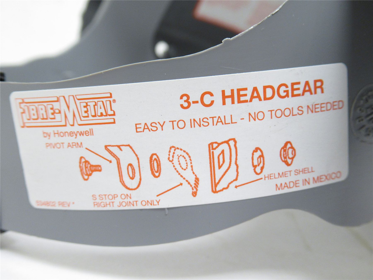 Honeywell 3-C; Single Crown Headgear; Ratchet; Gray; Plastic