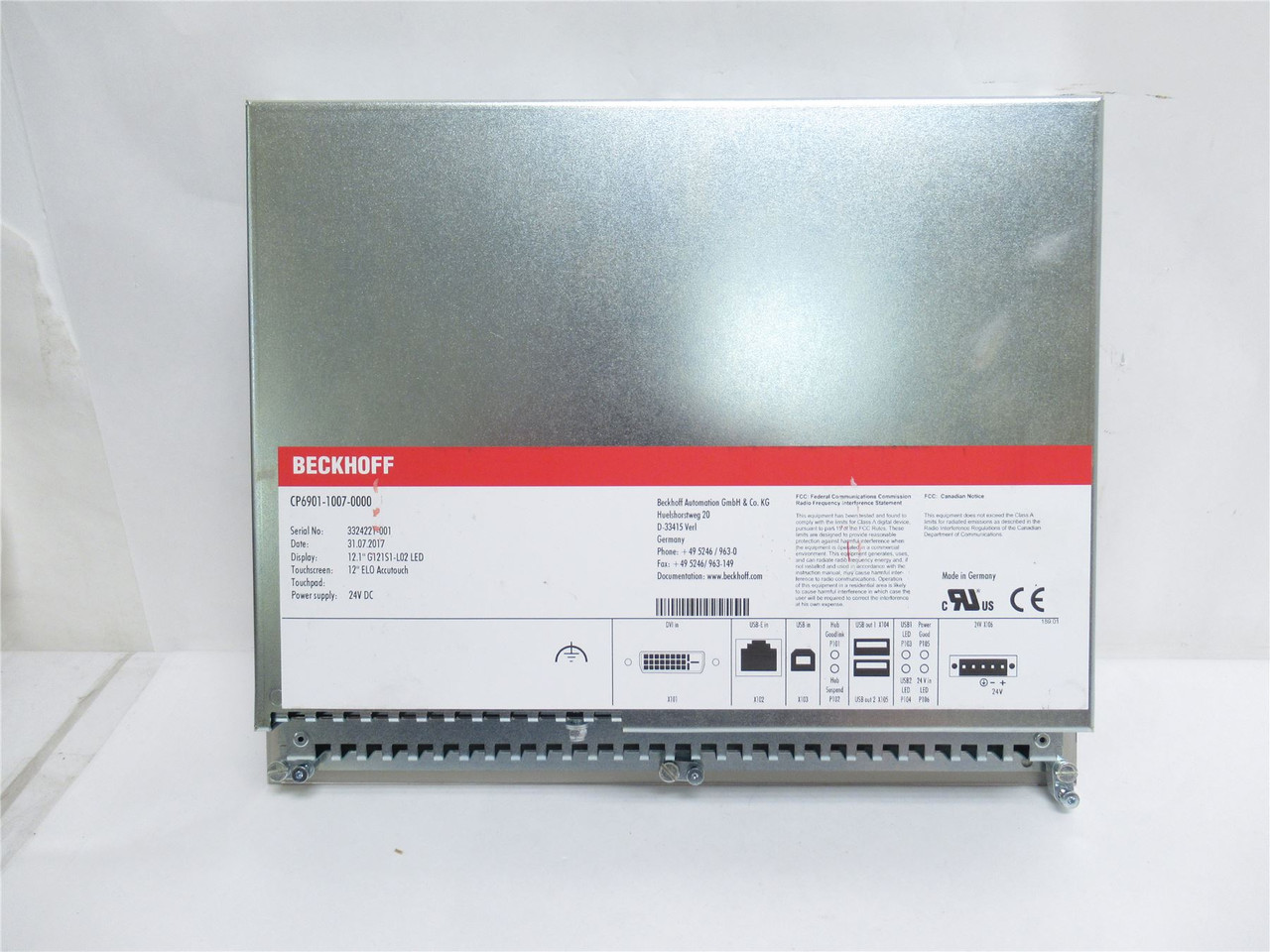Beckhoff CP6901-1007-0000; Control Panel; 24VDC; 12.1" Screen
