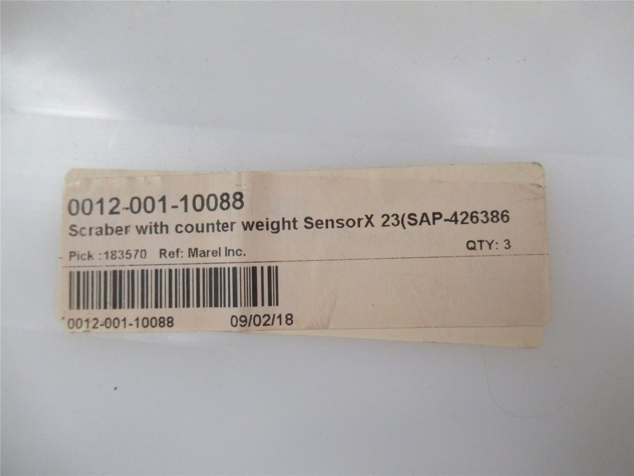 Marel 0012-001-10088; Scraber w/counter weight Sensor X23