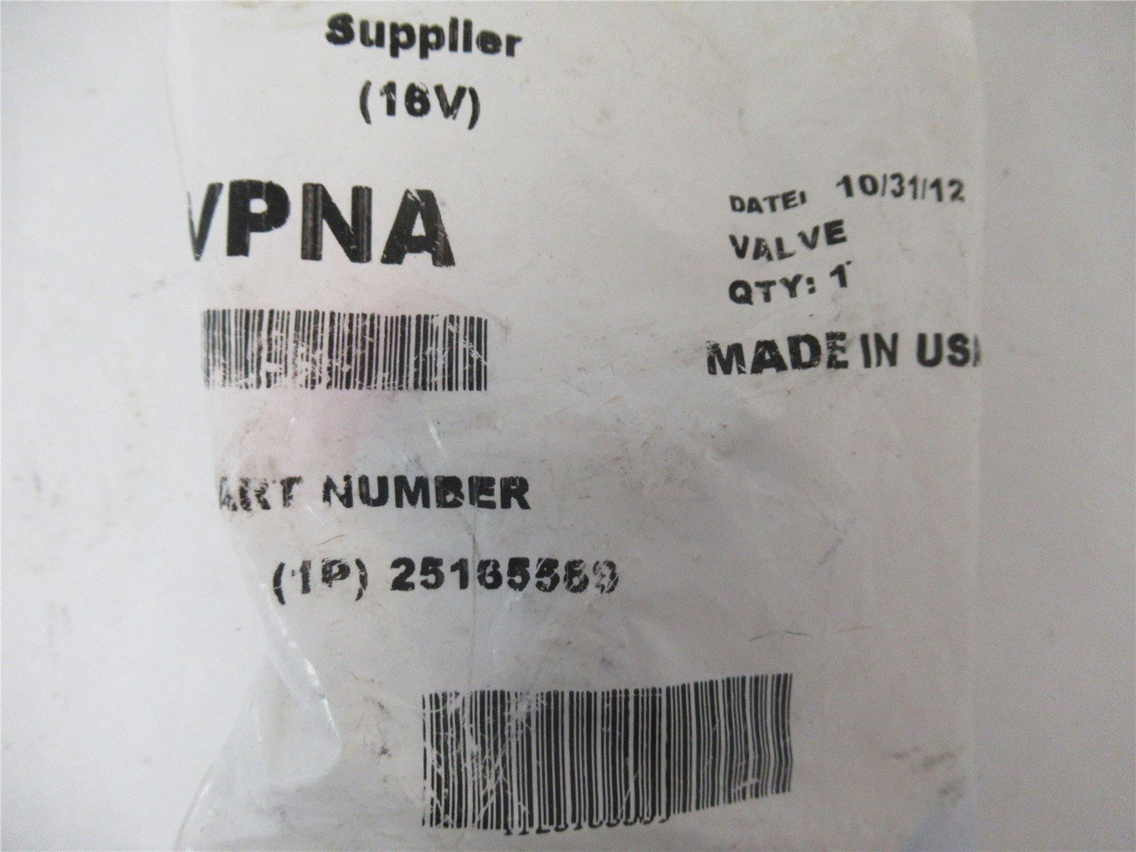VPNA 25165369; Pressure Valve
