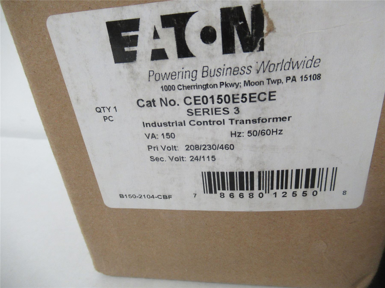 Eaton CE0150E5ECE; Transformer 150VA Pri: 208/220/240 Sec 120