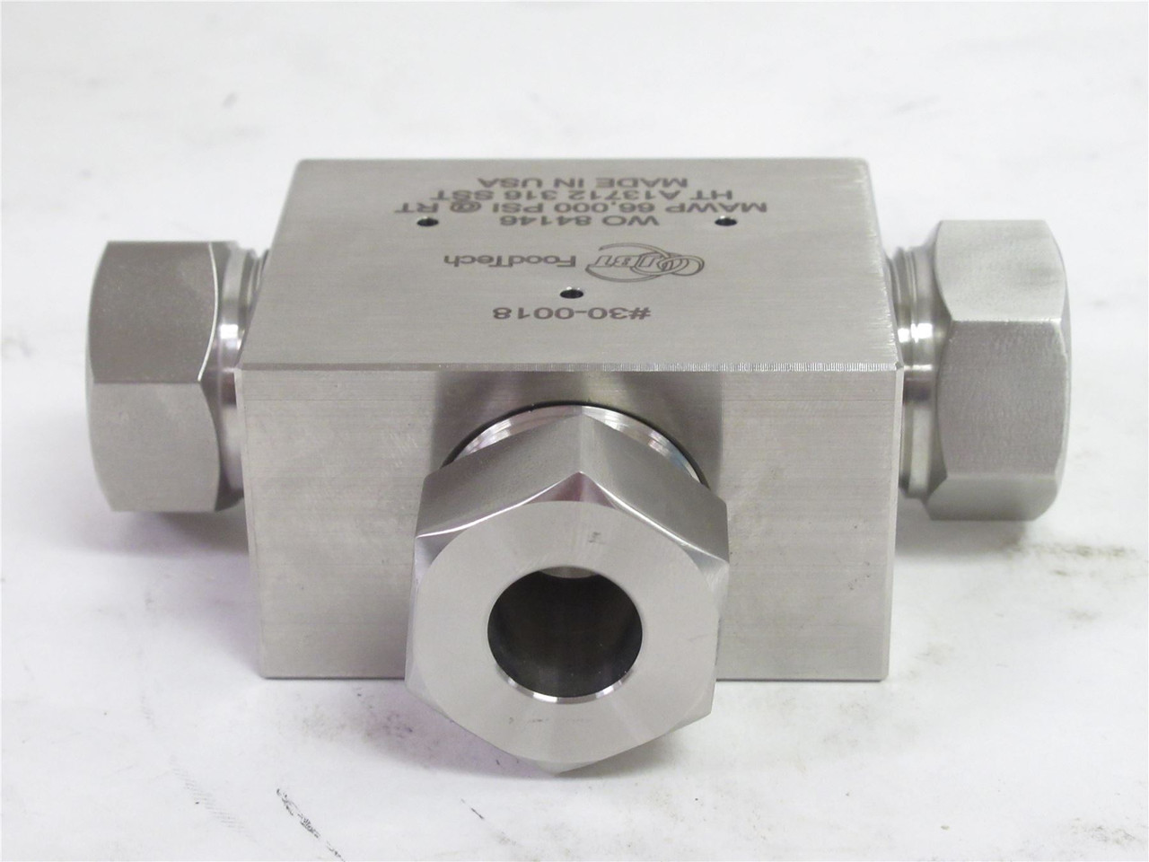 JBT Foodtech 30-0018; Tee Valve;SS-316; 60;000PSI; 1-1/8"BSPT