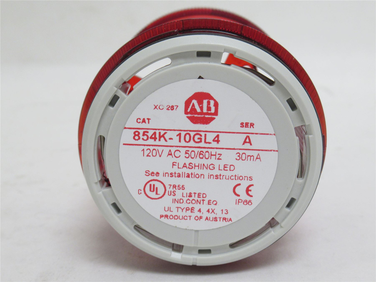 Allen-Bradley 854K-10GL4; Stack Light Module; Red; 60mm; 120V