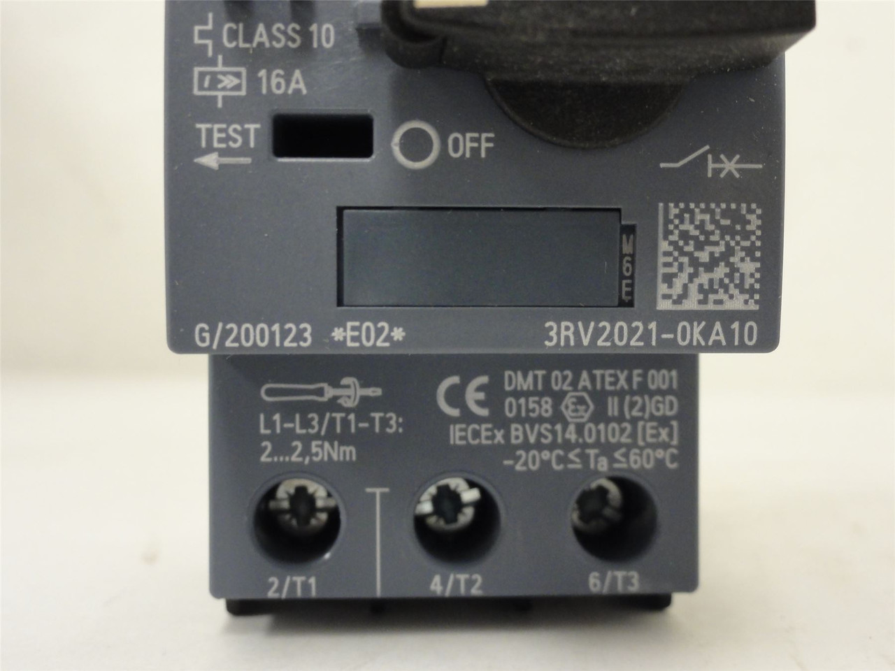 Siemens 3RV2021-0KA10; Manual Starter; 0.9-1.25A; 3Pole