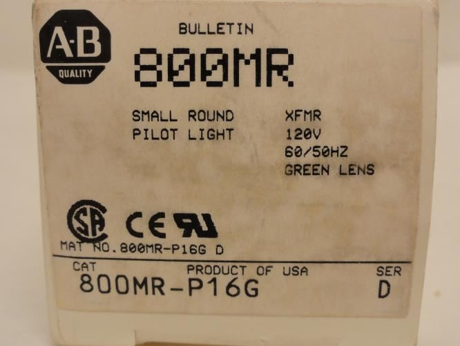 Allen-Bradley 800MR-P16; Pilot Light; 120V; XFMR; Green Lens