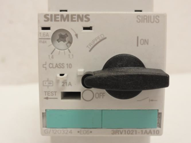 Siemens 3RV1021-1AA10; Manual Starter 1.1-1.6A 3P  600VAC