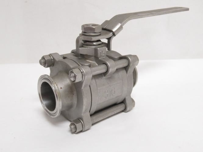 Industry-Std 11A424; Sanitary Ball Valve; SS-316; 1-1/2" Clamp