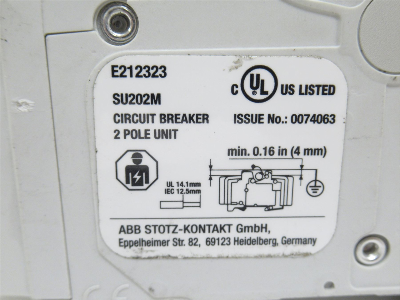 ABB SU202M-K10; Circuit Breaker 10A; 2P; 277/480VAC; DIN Rail