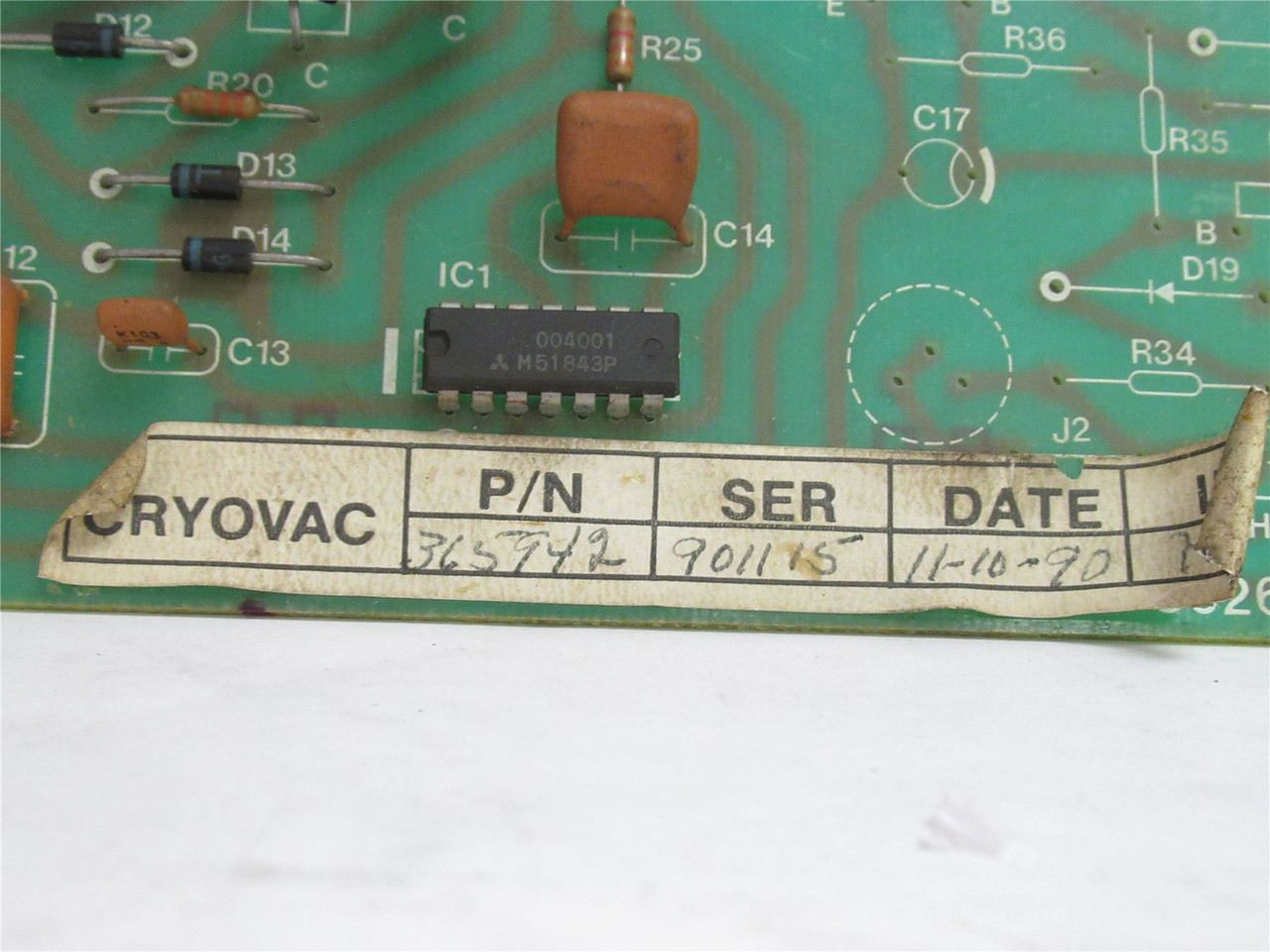 Cryovac 365942; Control Board; 901115
