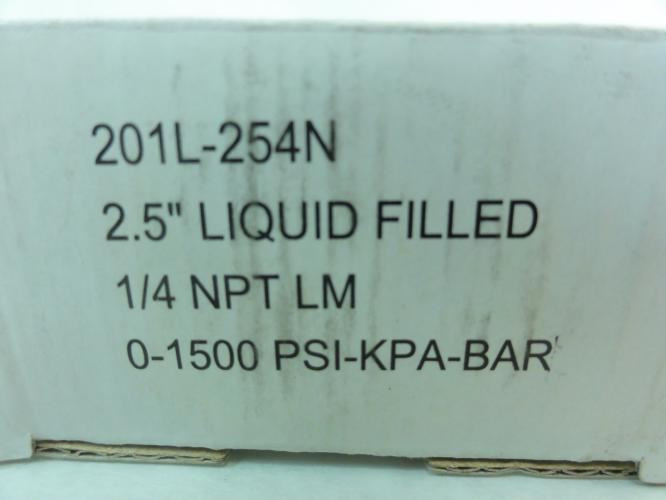 PIC 201L-254N; Pressure Gauge; 1/4" NPT; 0-1500PSI