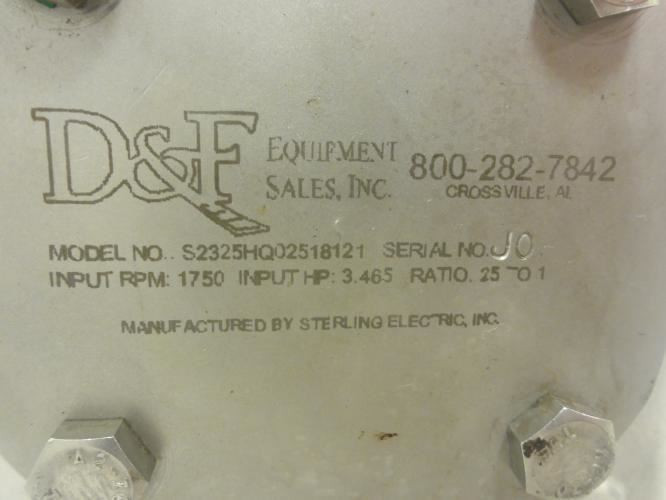 Sterling S2325HQ02518121; Geared Reducer; SS; 25:1 Ratio