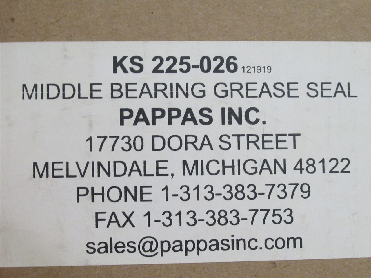 Pappas Inc KS 225-026; Middle Bearing Grease Seal