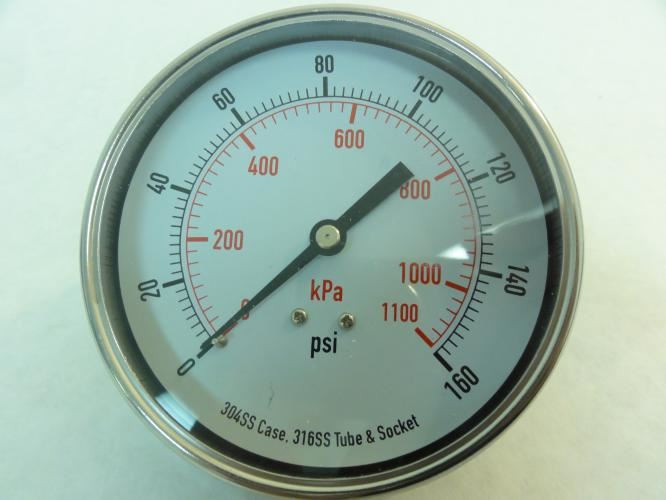 Industry-Std 4FMY2; Pressure Gauge; 0-160PSI; 3.5" Size