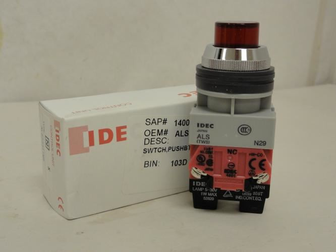 Idec ALS23311NR; Push Button; Momentary; Red; Illuminated