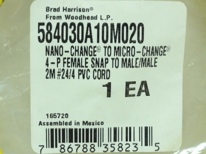Woodhead 584030A10M020; Micro-Change Male/Female Cordset; 2m