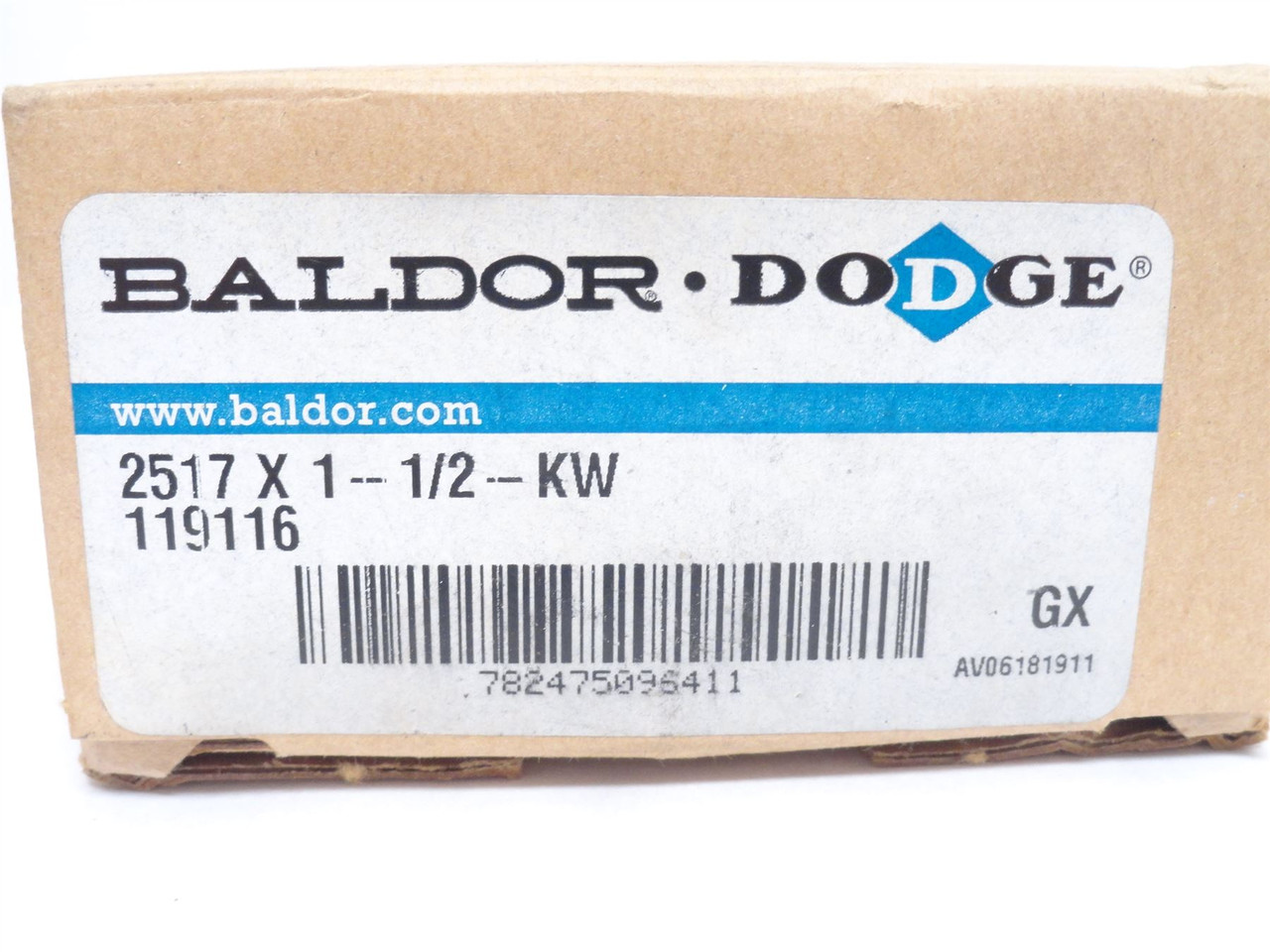 Dodge 2517x1-1/2-KW; Taper Lock Bushing 119116; 1-1/2"ID