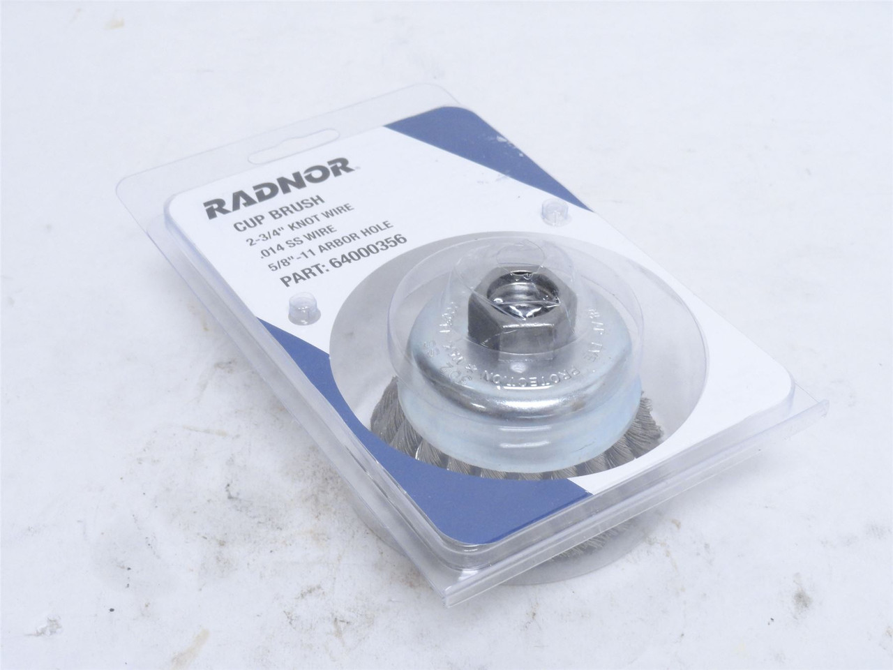Radnor 64000356; Knot Wire Cup Brush; SS;  2-3/4" x 5/8"-11