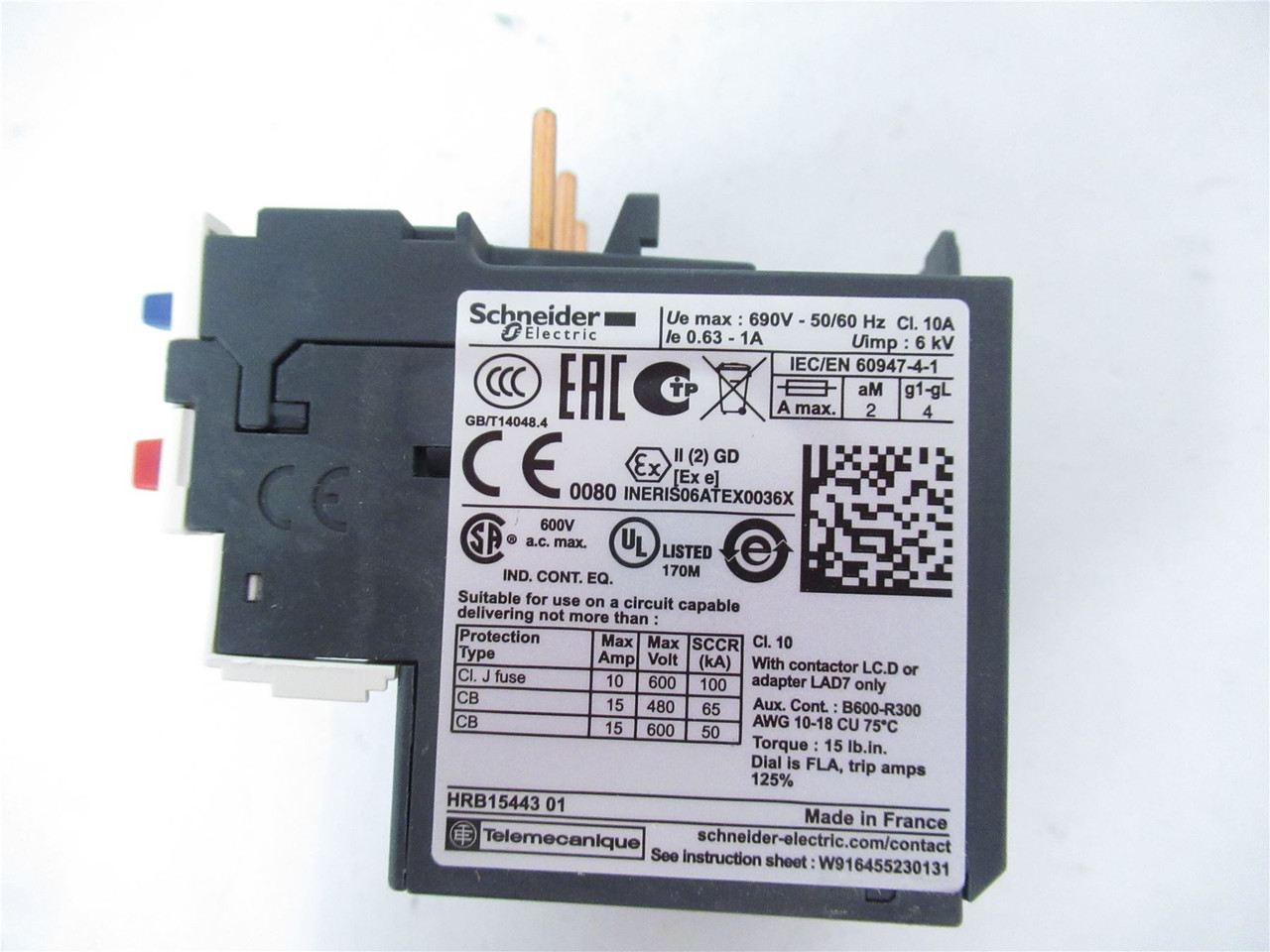 Schneider LRD05; Overload Relay  0.6-1A 690V 3 Phase