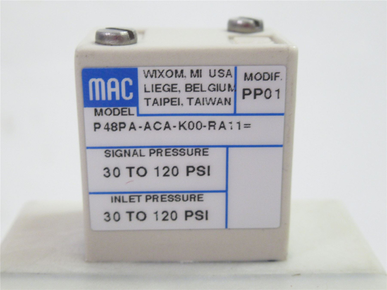 MAC P48PA-ACA-K00-RA11; Solenoid Valve; 30-120PSI