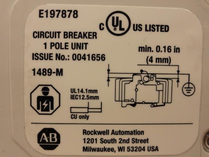 Allen-Bradley 1489-MC35A; Circuit Breaker; 35A; 1 Pole; 277V