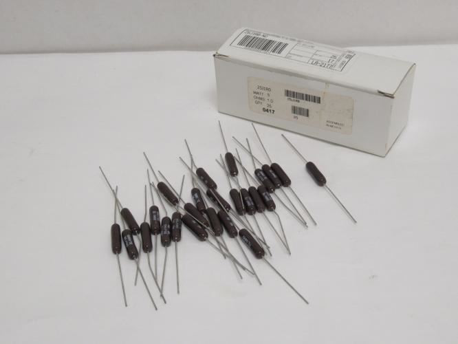 Ohmite 25J1R0; Lot-25; Through Hole Resistors; 1ohm; 1/2W