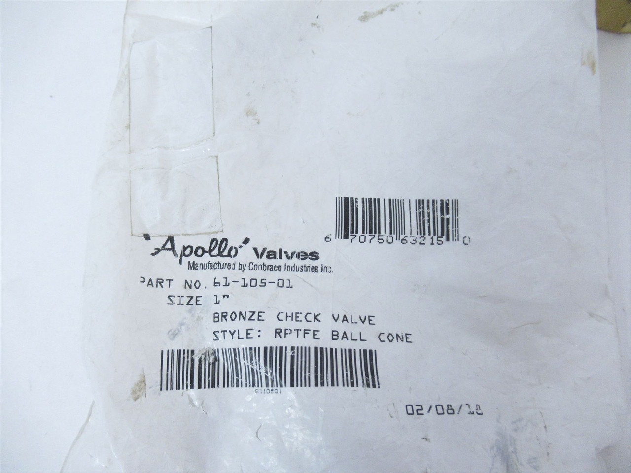 Apollo 61-105-01; Valve Bronze Check 1" RPTFE Ball Cone