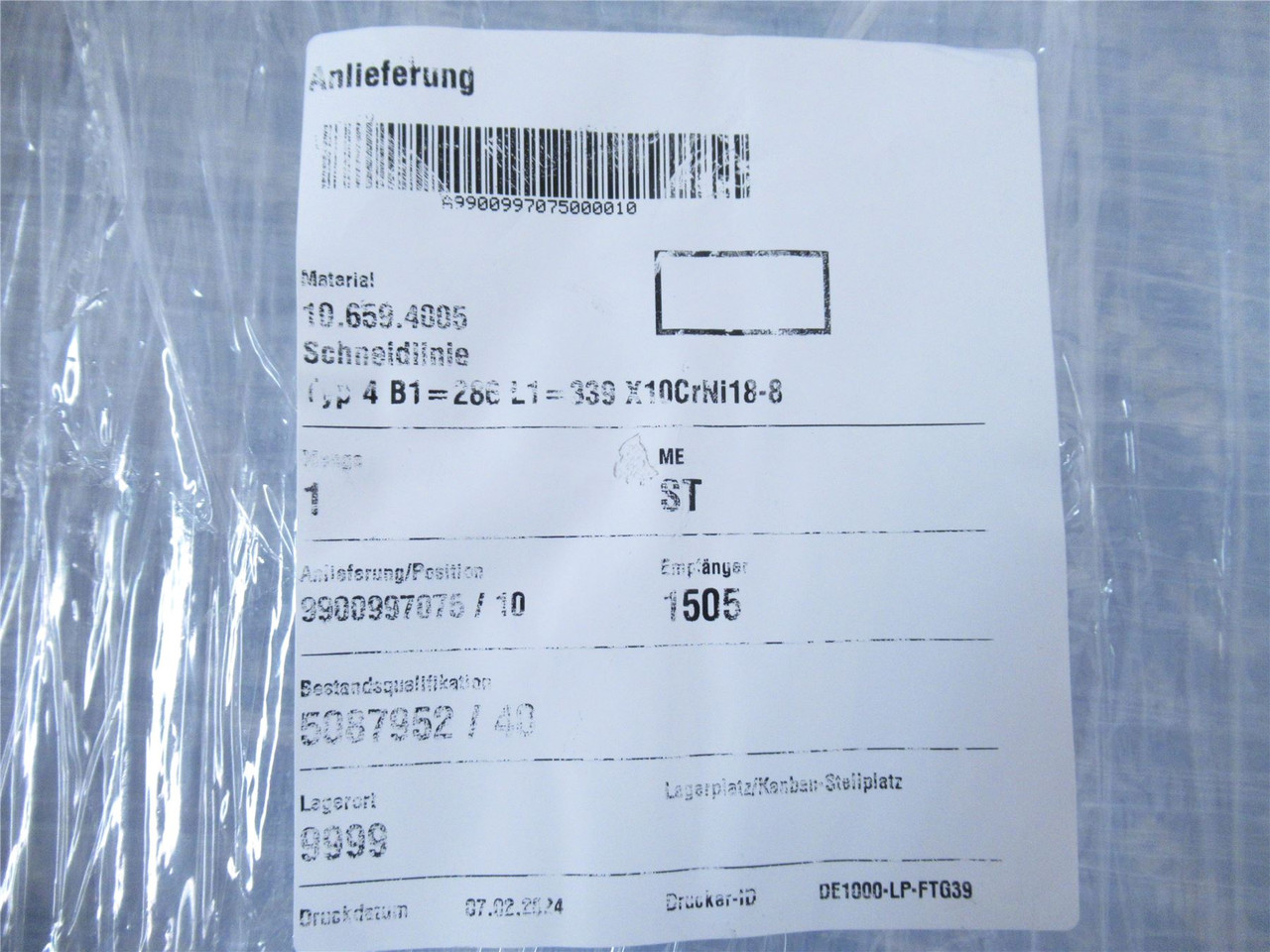 Multivac 106594005; Cutter Type 4B1 339x10