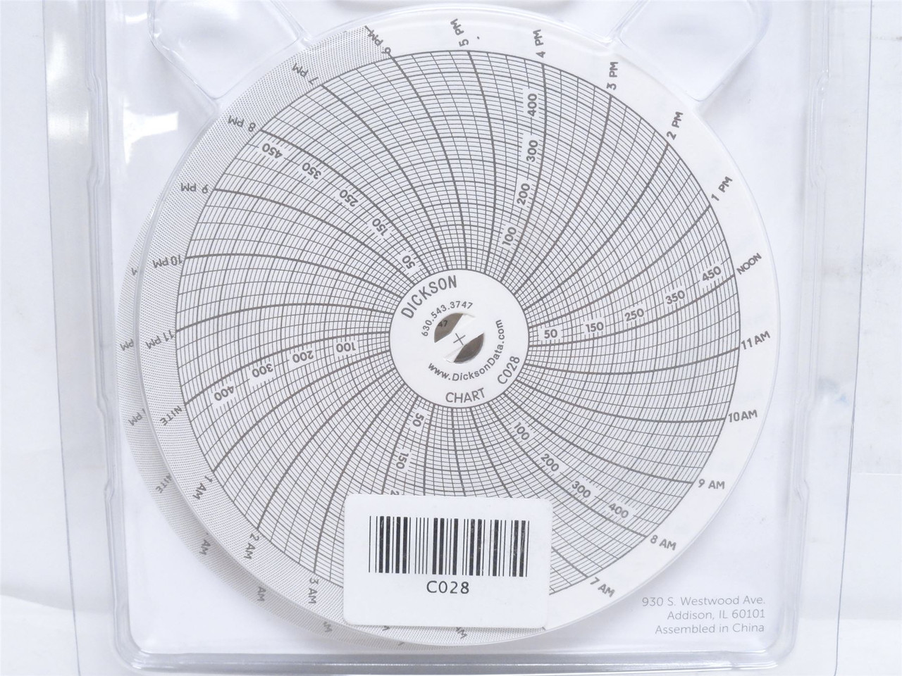 Dickson C028; Box-60; Recording Charts; 4"; 24h; 0 to 500PSI